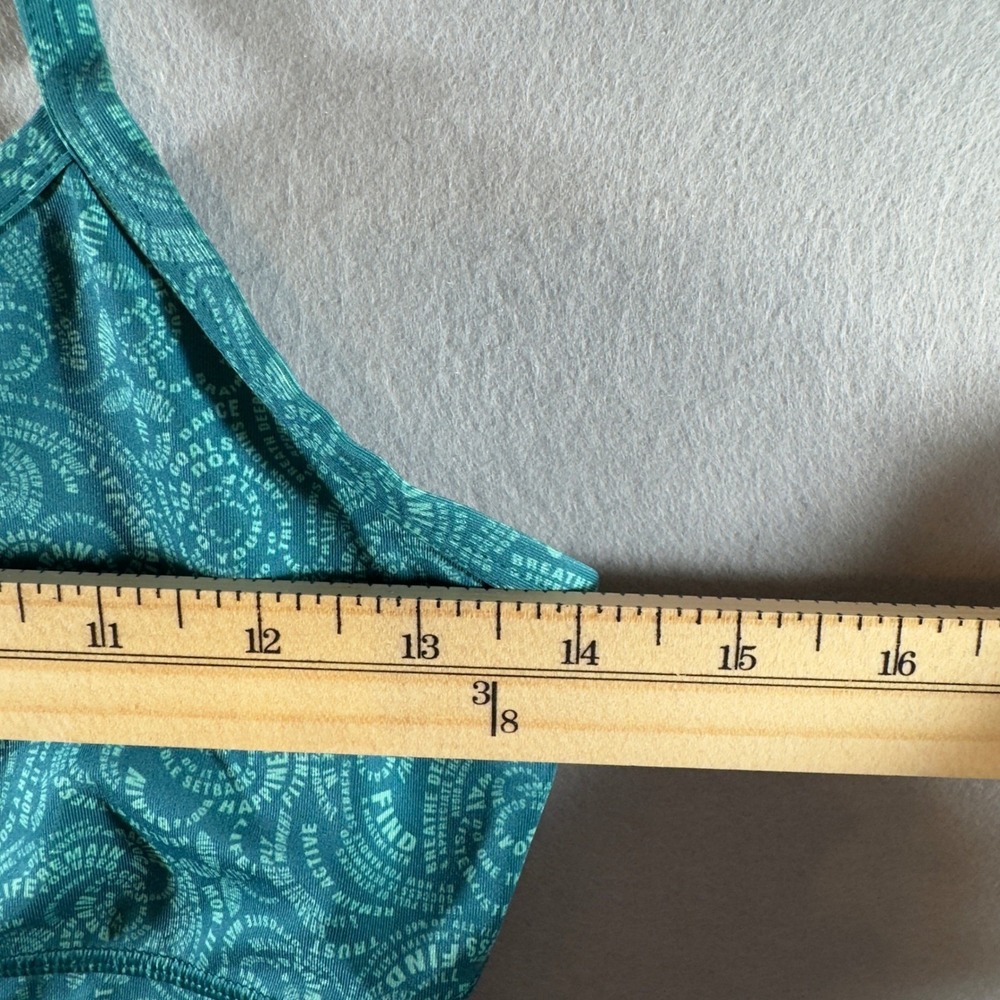 326 | Lululemon Flow Y Bra Womens 8 Light Support Yoga Sports Bra Teal Print - Picture 3 of 7